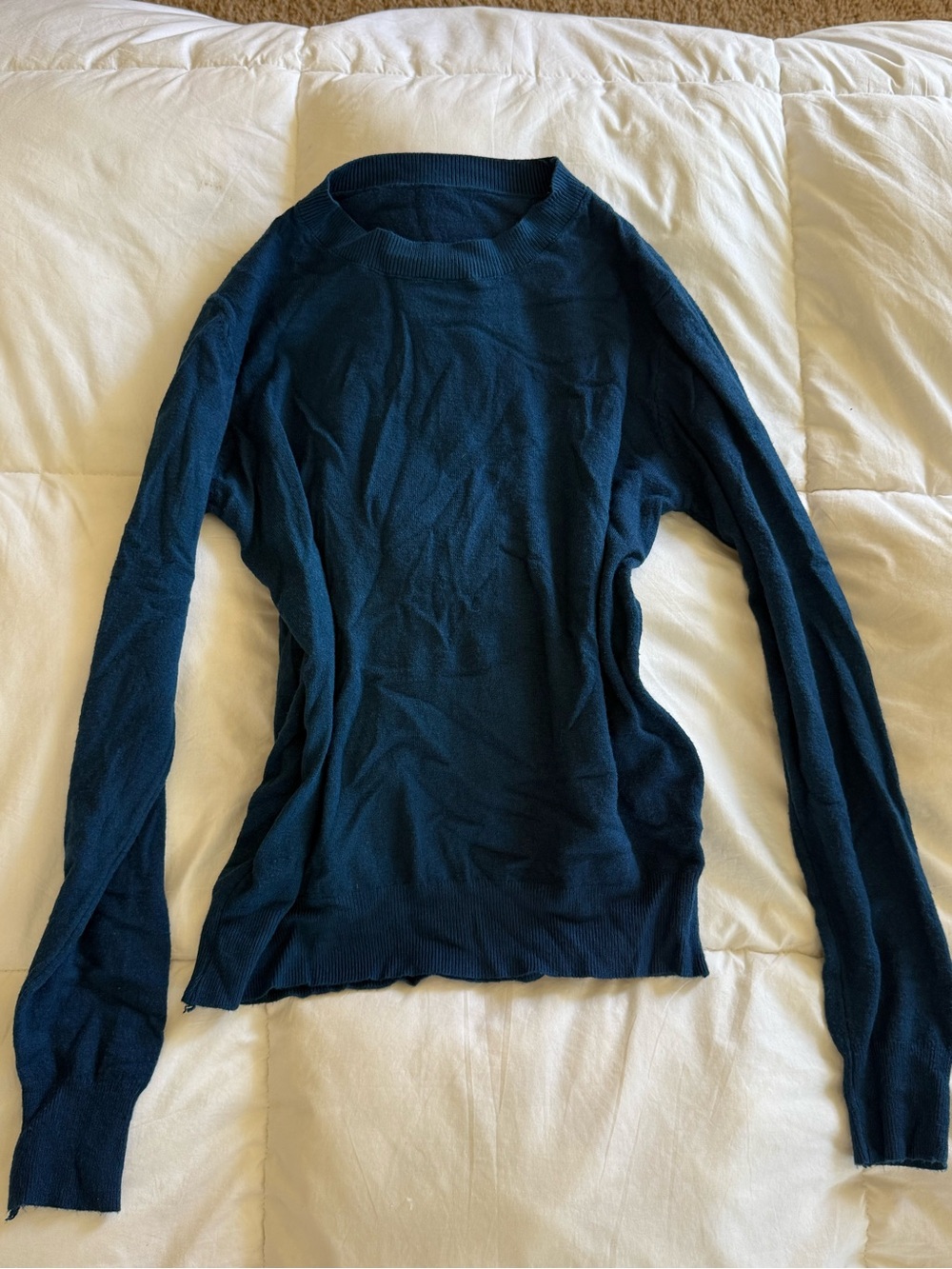 Women’s Cashmere Teal Long-Sleeve Knit Light Sweater Top